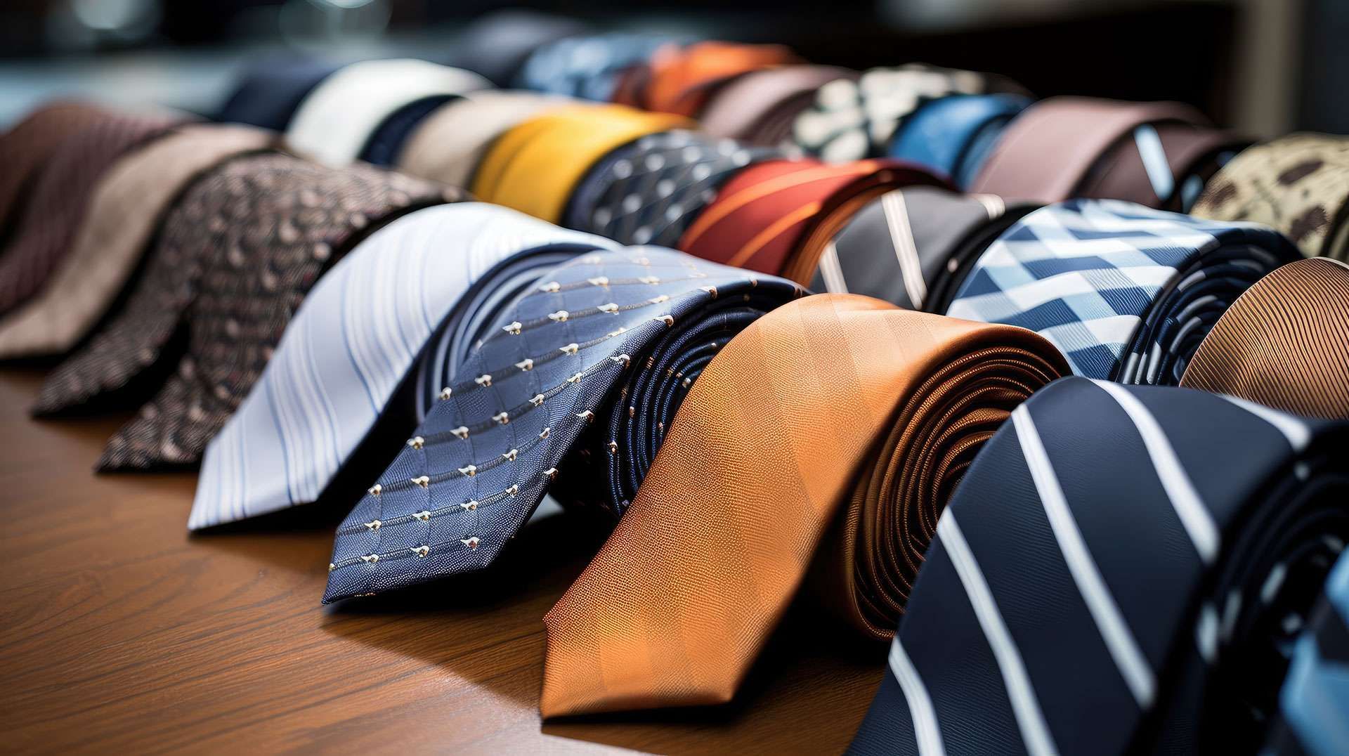 an assortment of ties